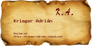 Krieger Adrián névjegykártya